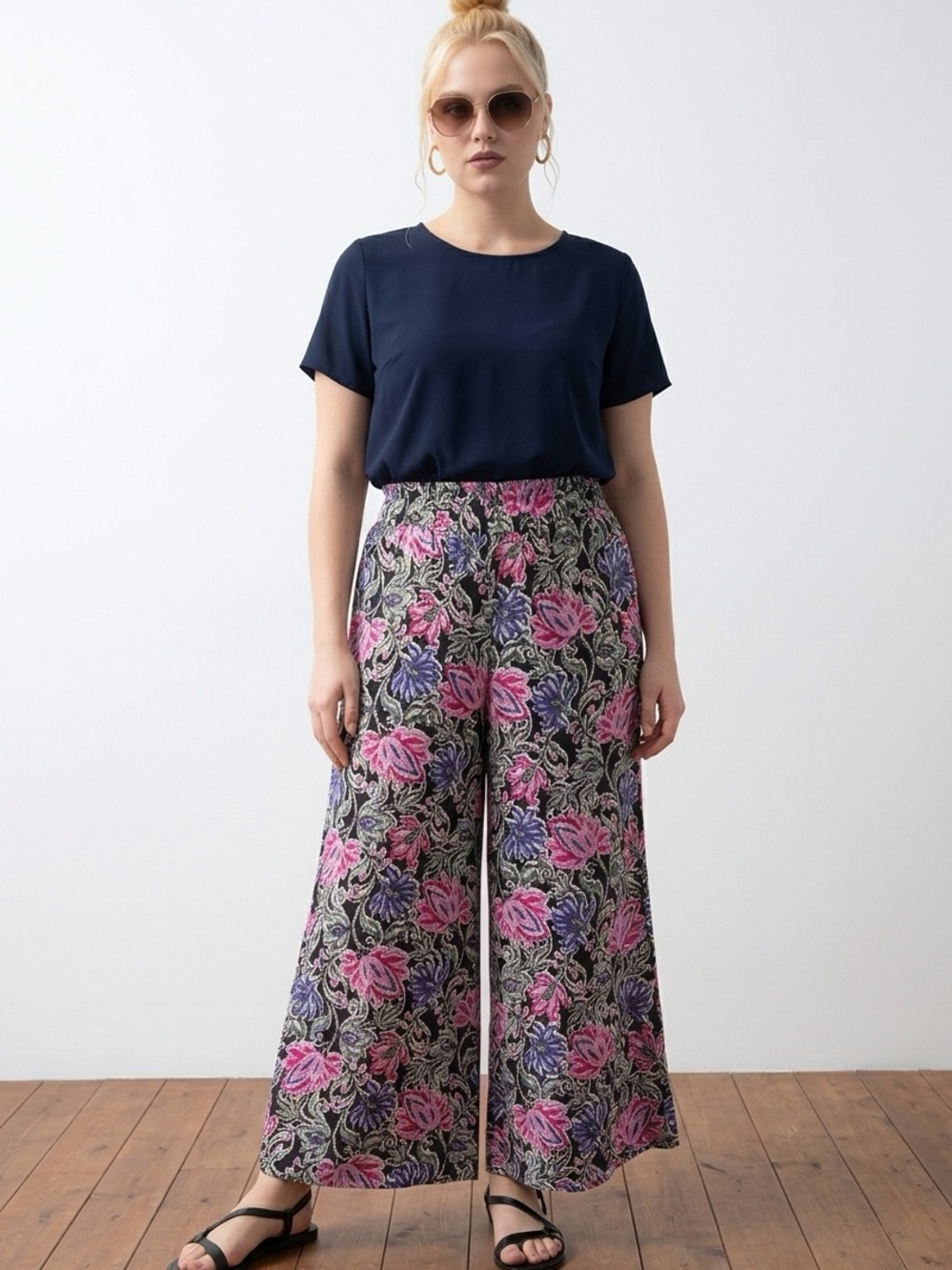 LOFT Wide-Leg Floral Pants in Pink & Purple
